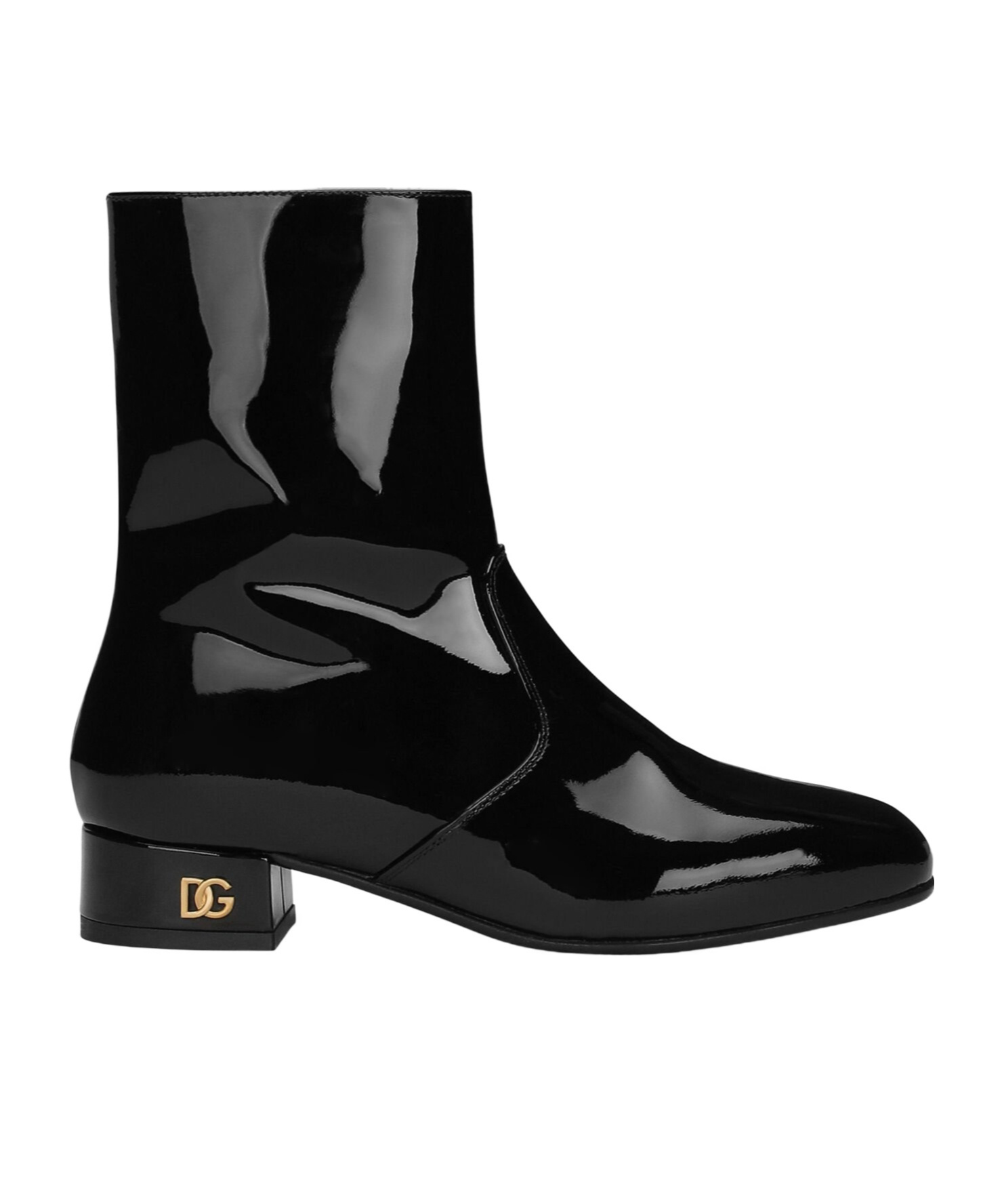 Dolce & Gabbana Patent Leather Ankle Boots In Black