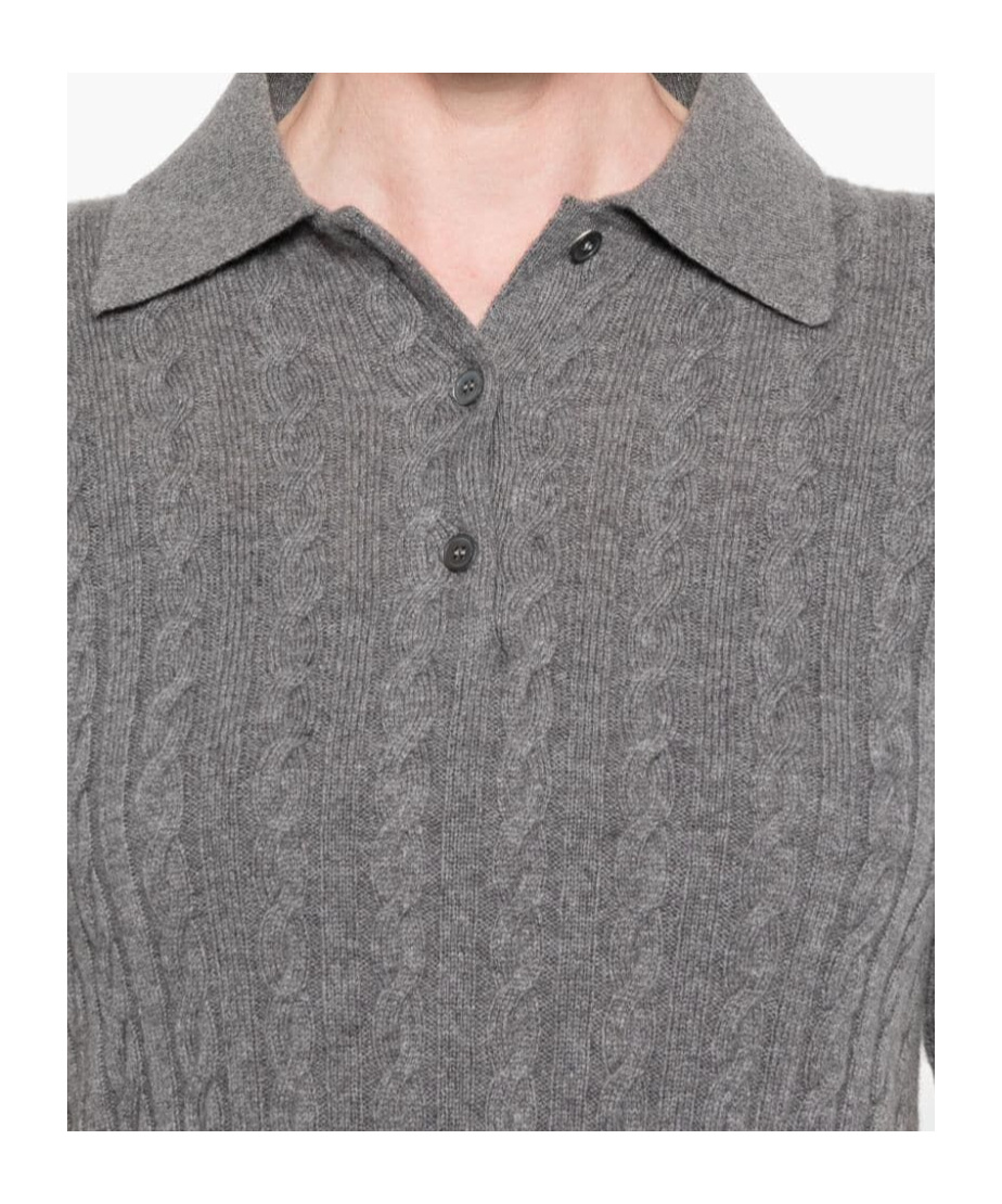 Shop Miu Miu Cashmere Polo Top In Gray