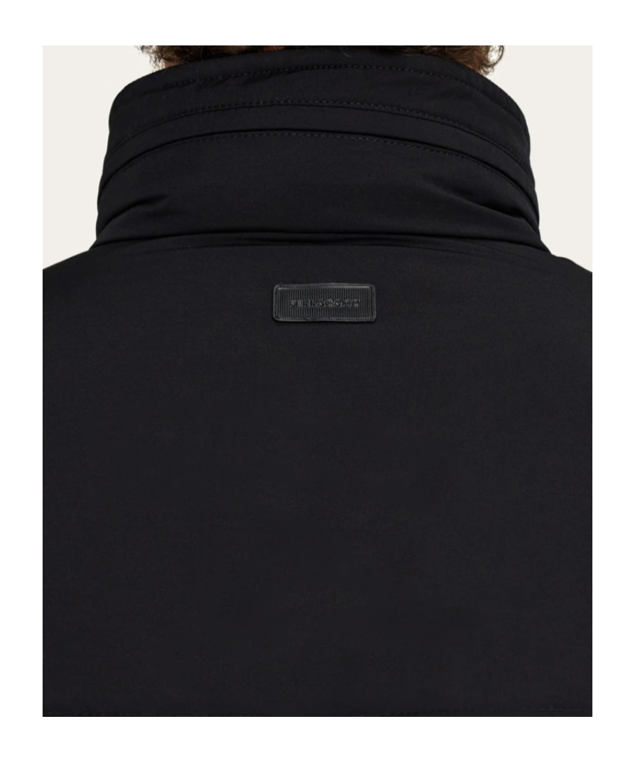 Ferragamo Technical Faille Caban Overcoat In Black