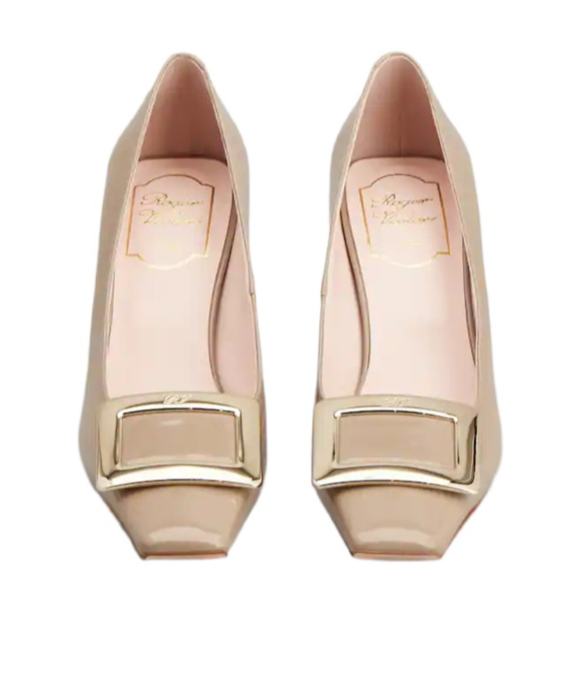 Roger Vivier Belle Vivier 45 Metal Buckle Pumps In Leather In Nude
