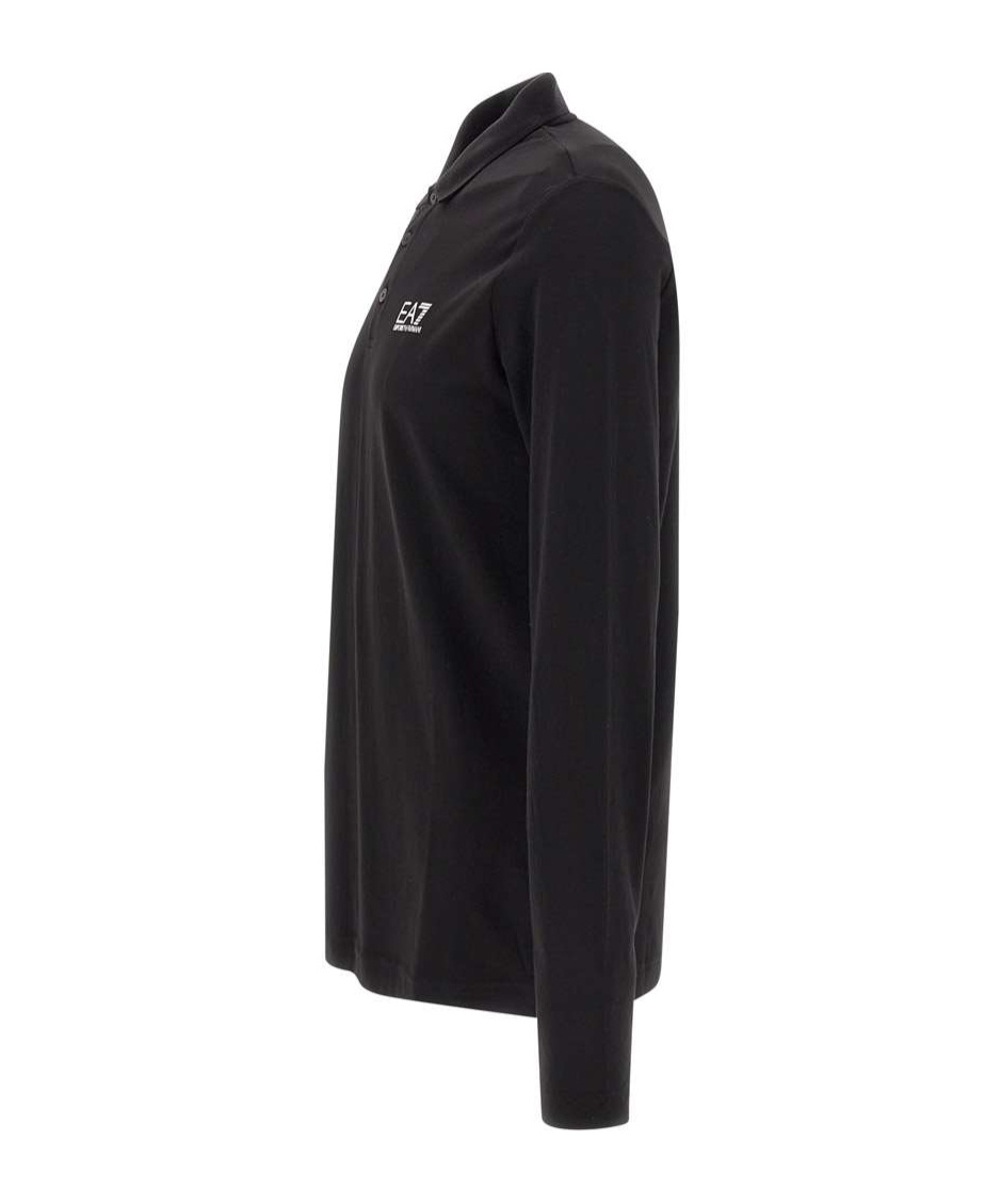 Ea7 Rubberised-logo Polo Shirt In Black