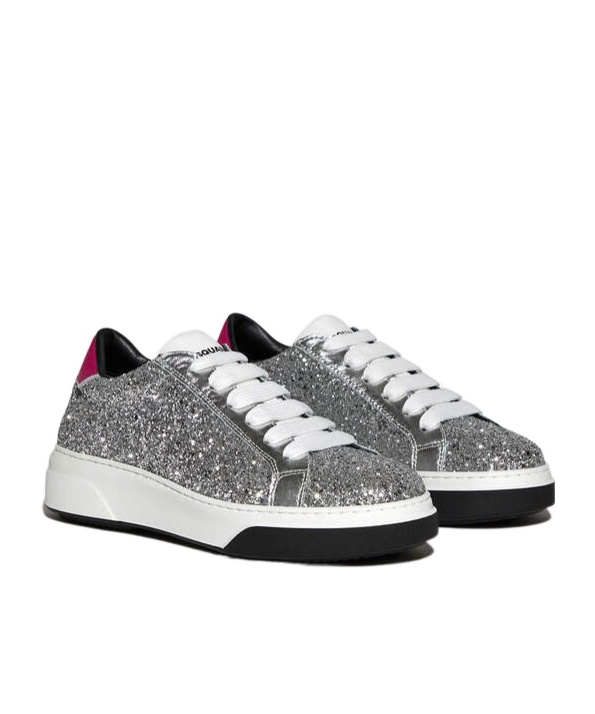 Dsquared2 Glittered Lace-up Sneakers In Gray
