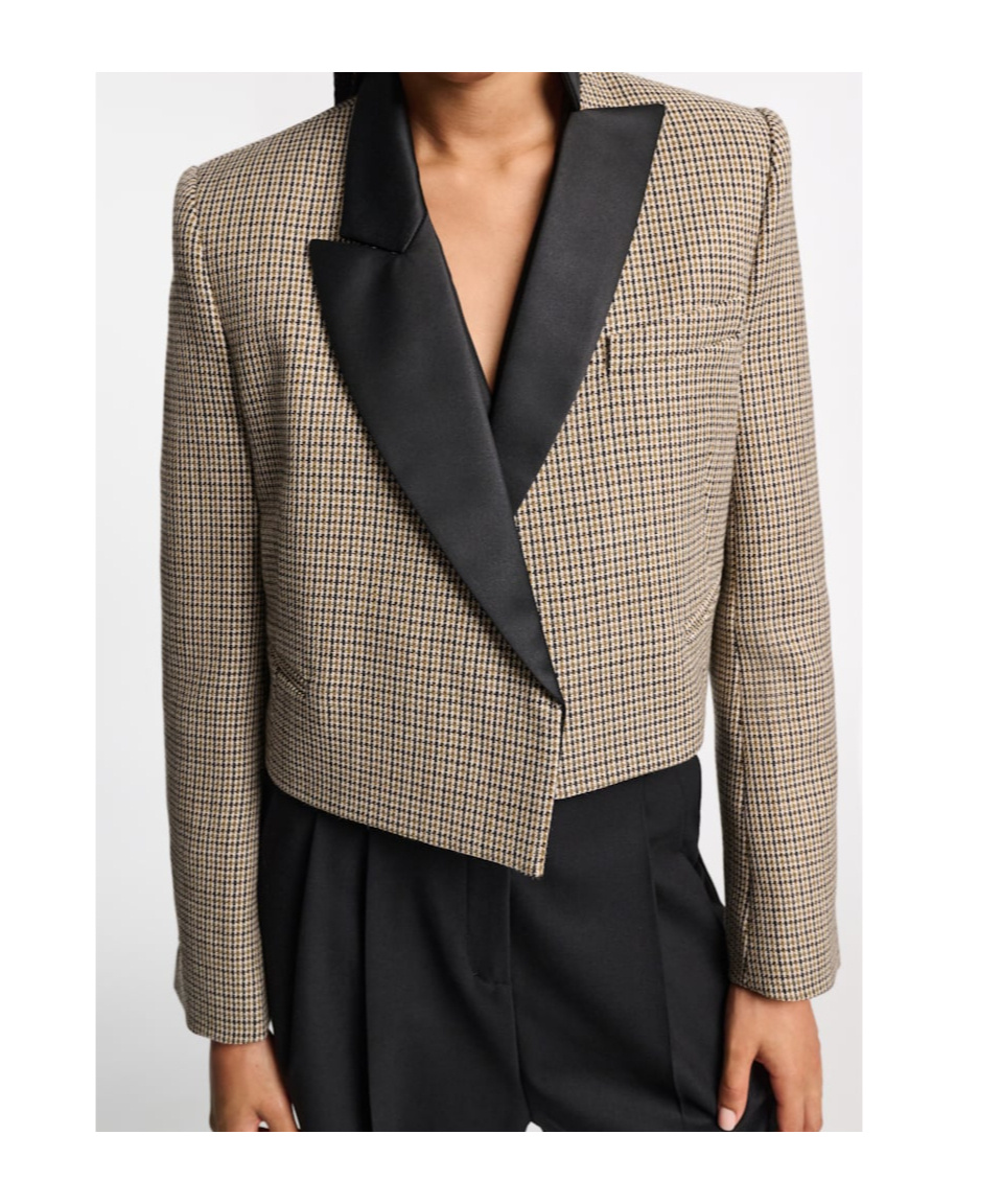 Shop Dorothee Schumacher Gaphic Elegance Cropped Blazer In Multicolor