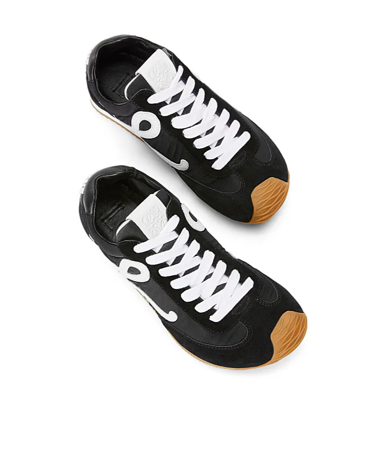 Loewe Women Black Canvas And Suede Ballet Runner 2.0 Sneakers In Black