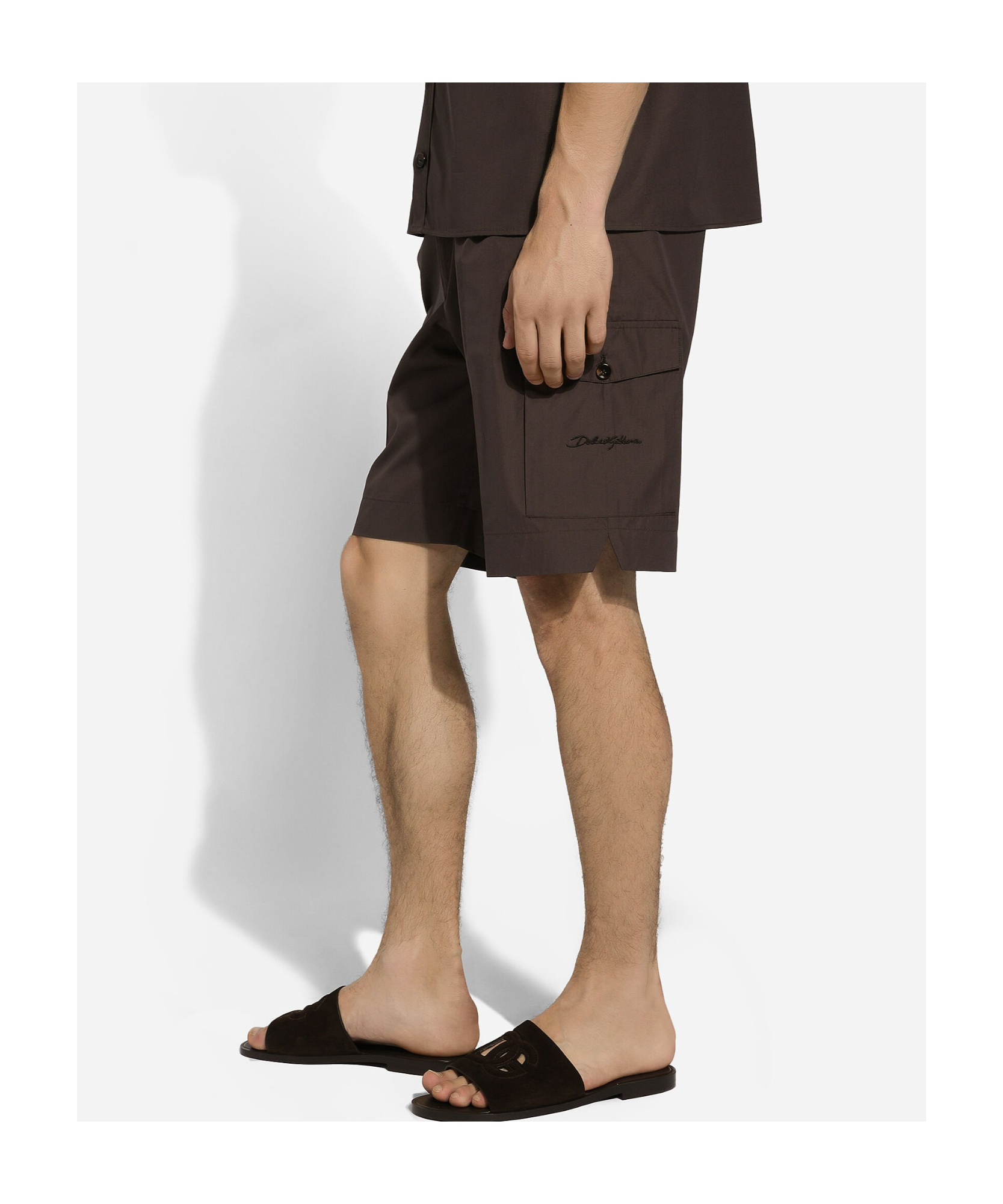 Dolce & Gabbana Straight-leg Cotton Cargo Shorts In Black