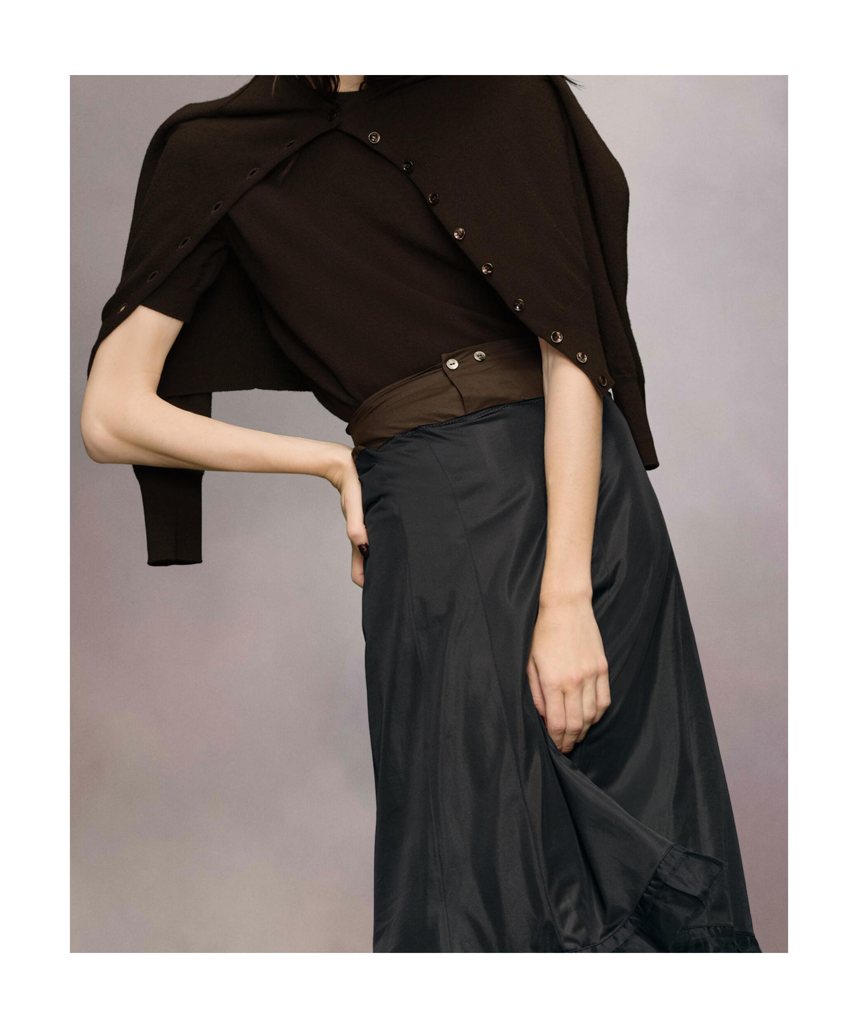 Maison Margiela Cropped Crewneck Cardigan In Black