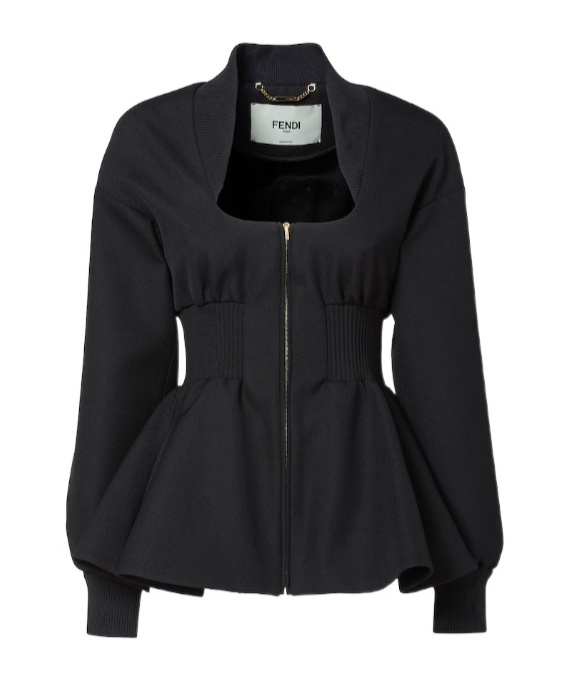 Fendi Zip-up Fitted Jacket In Black