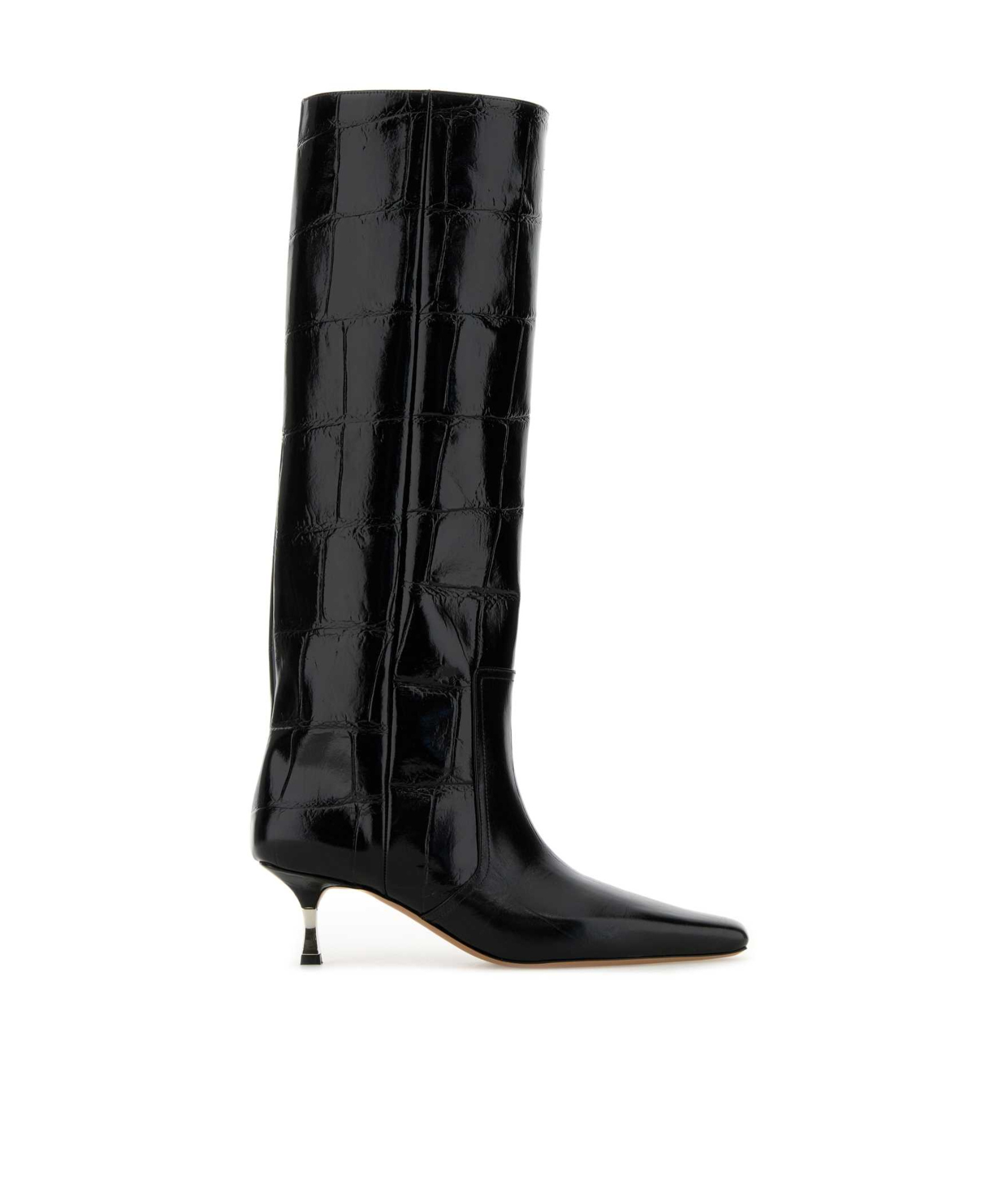 Paris Texas Bettina Croc-embossed Leather Boots In Black