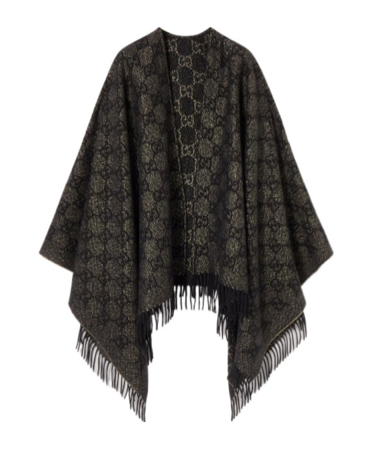 Gucci Gg Cashmere Lamé Cape In Multi