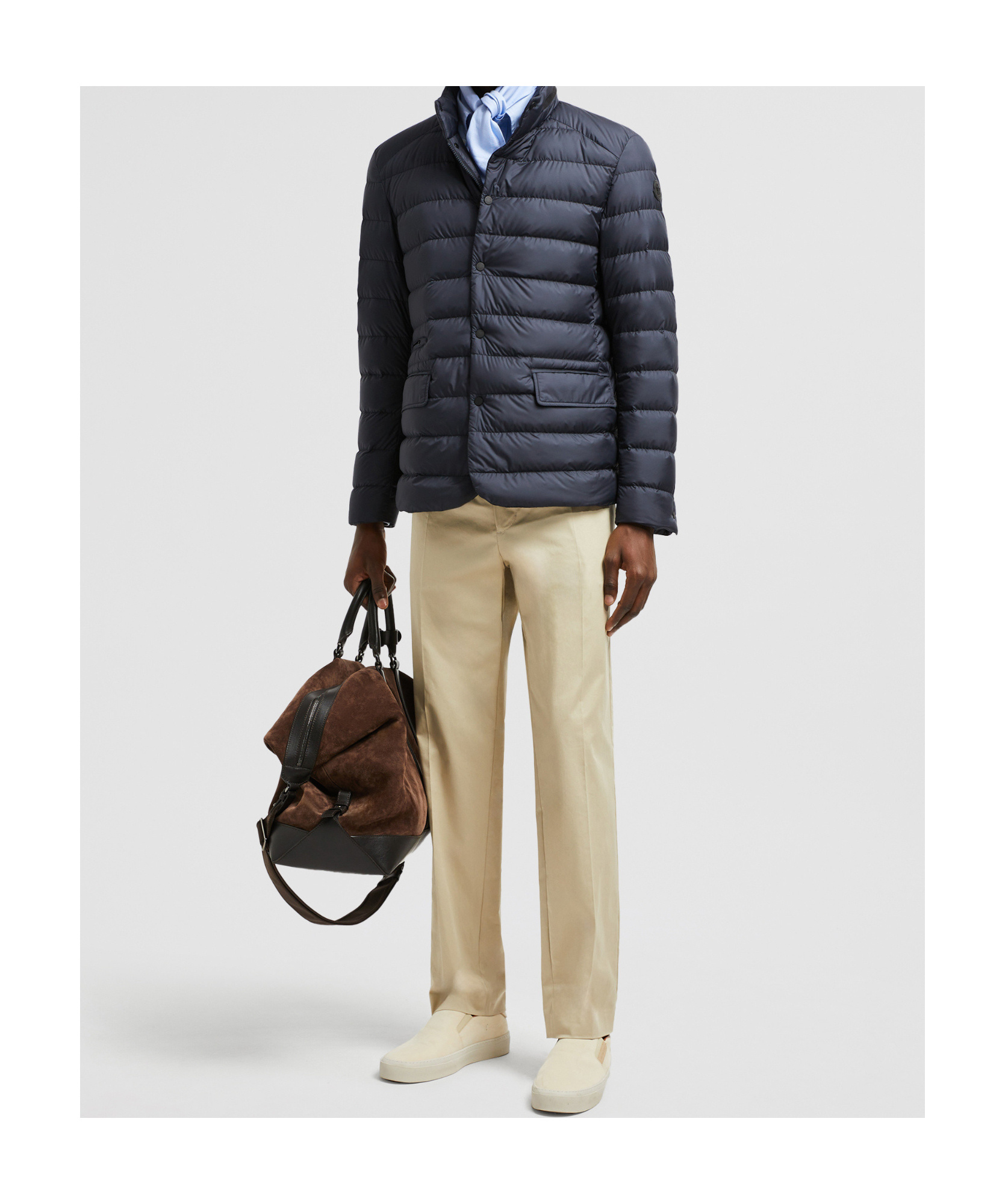 Moncler Carrelet Jacket With Zip And Buttons In Blue