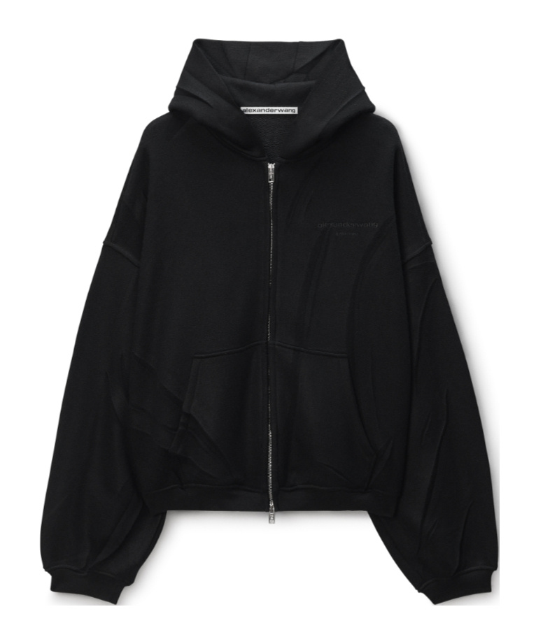 Alexander Wang Black Creased Terry Hoodie