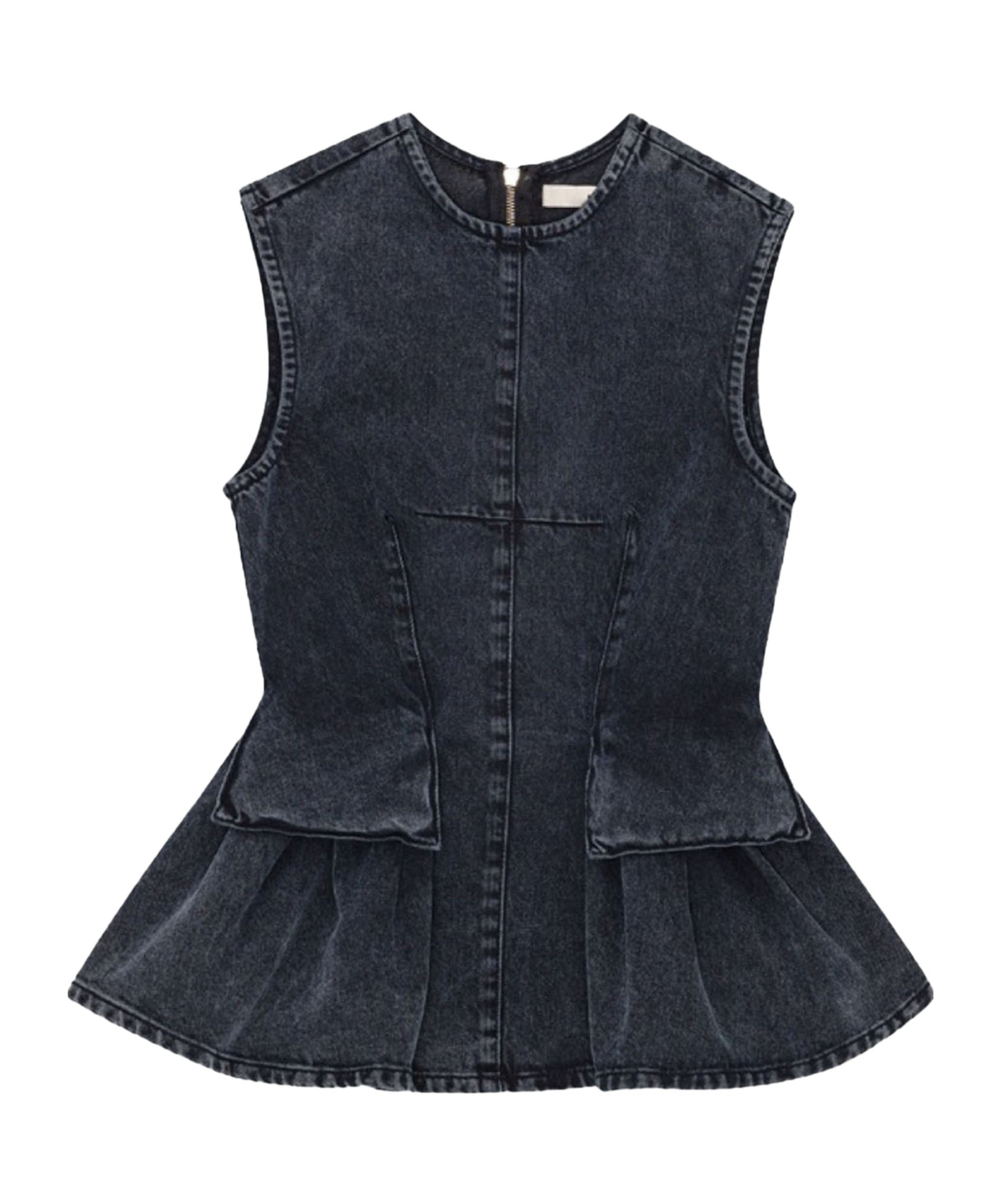 Remain Birger Christensen Waist Fitted Peplum Sleeveless Top In Blue
