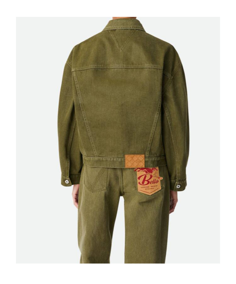 Bottega Veneta Suede-trimmed Denim Jacket In Green