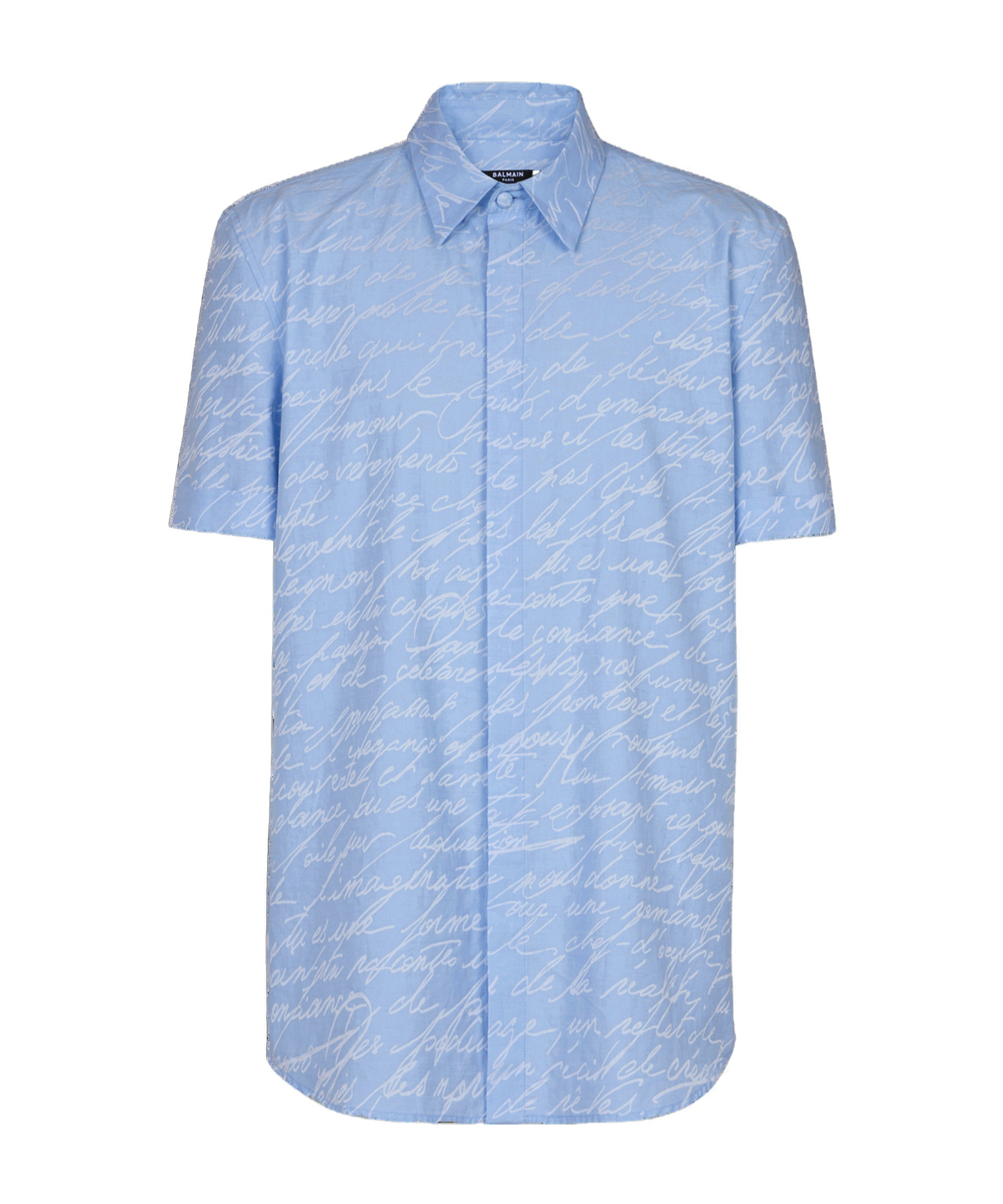 Balmain Love Letter-jacquard Shirt In Blue