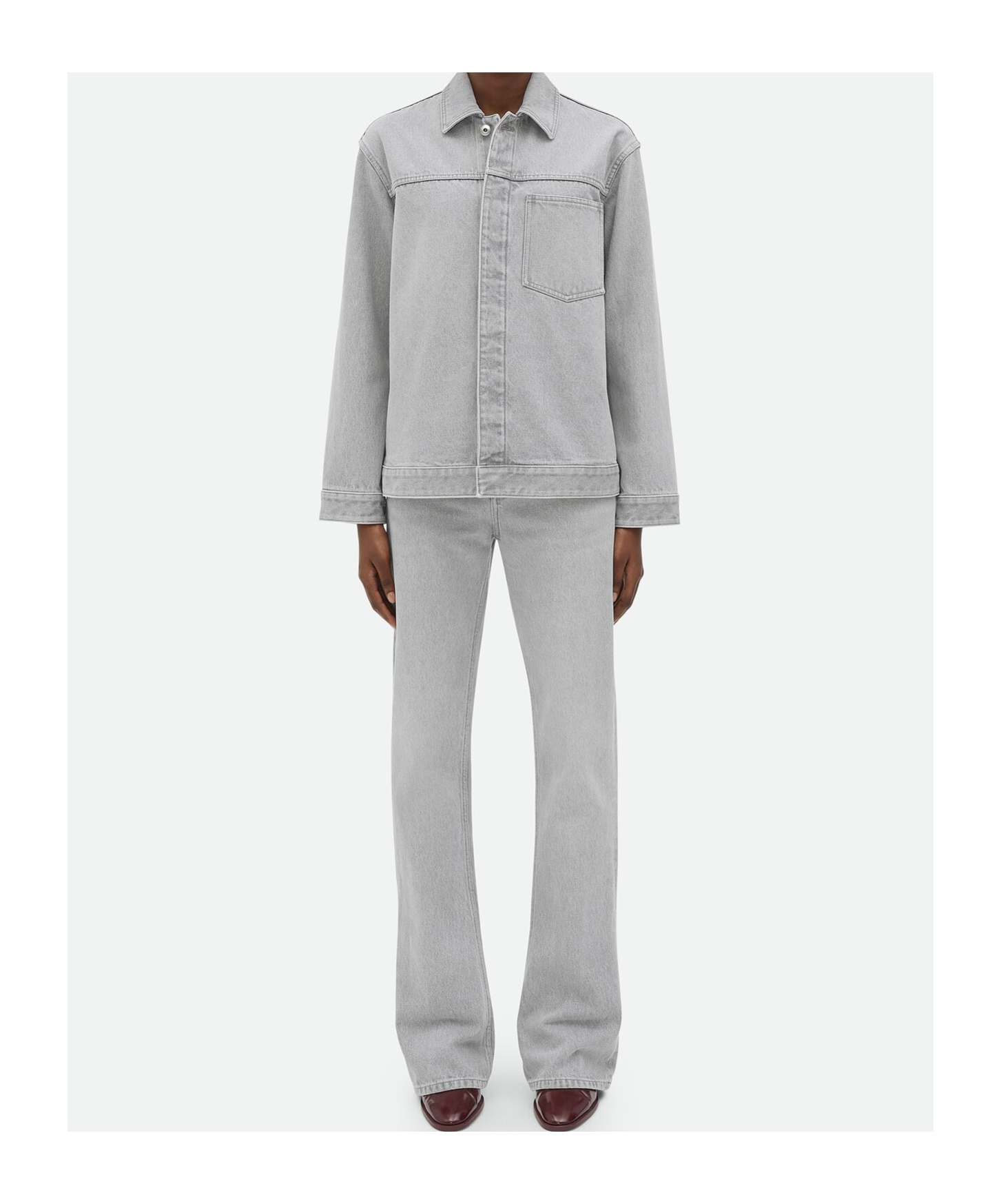 BOTTEGA VENETA LIGHT GREY WASHED DENIM JACKET