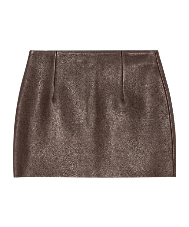 Remain Birger Christensen Leather Mini Skirt In Brown