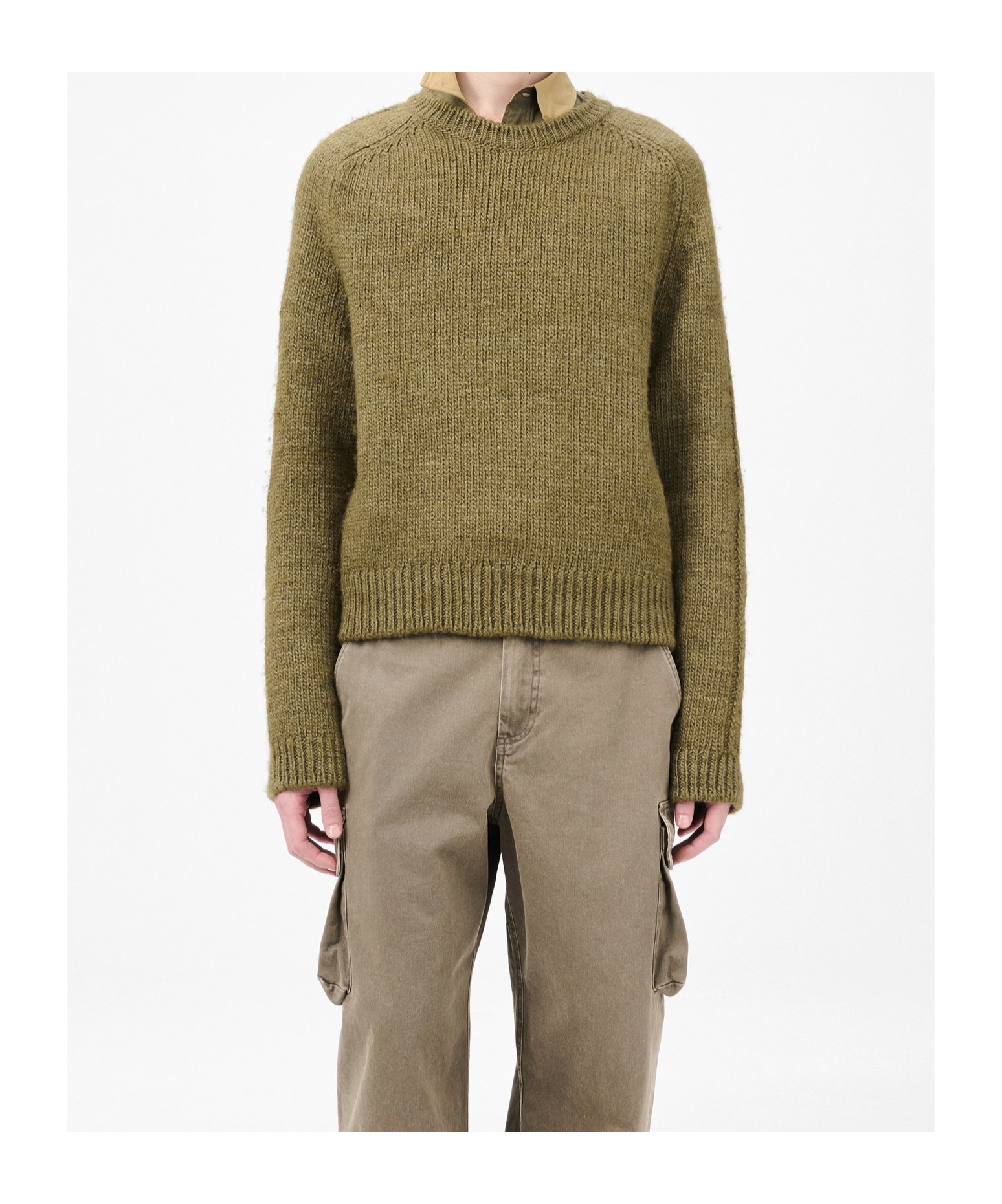 Our Legacy Textured Knit Crew Neck Sweater In Green