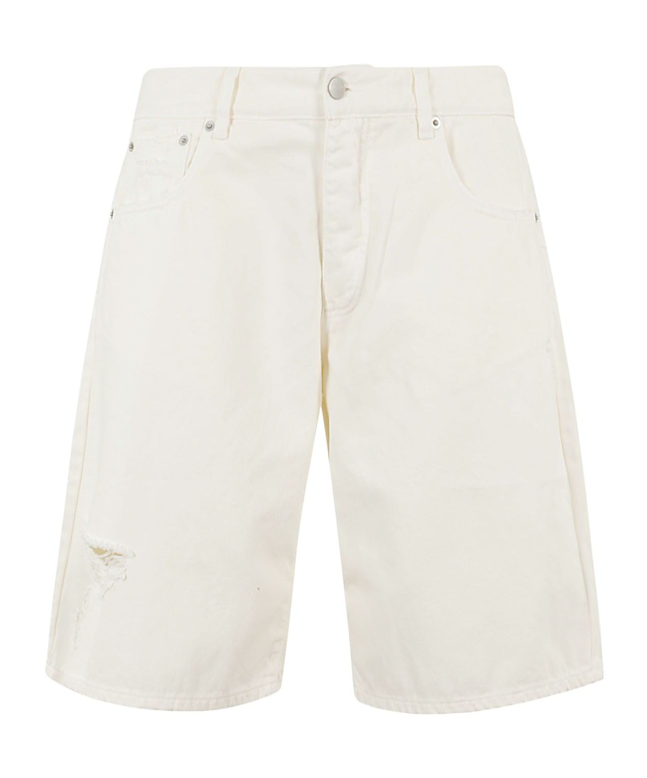 Icon Denim Denim Shorts With Belt Loops In White