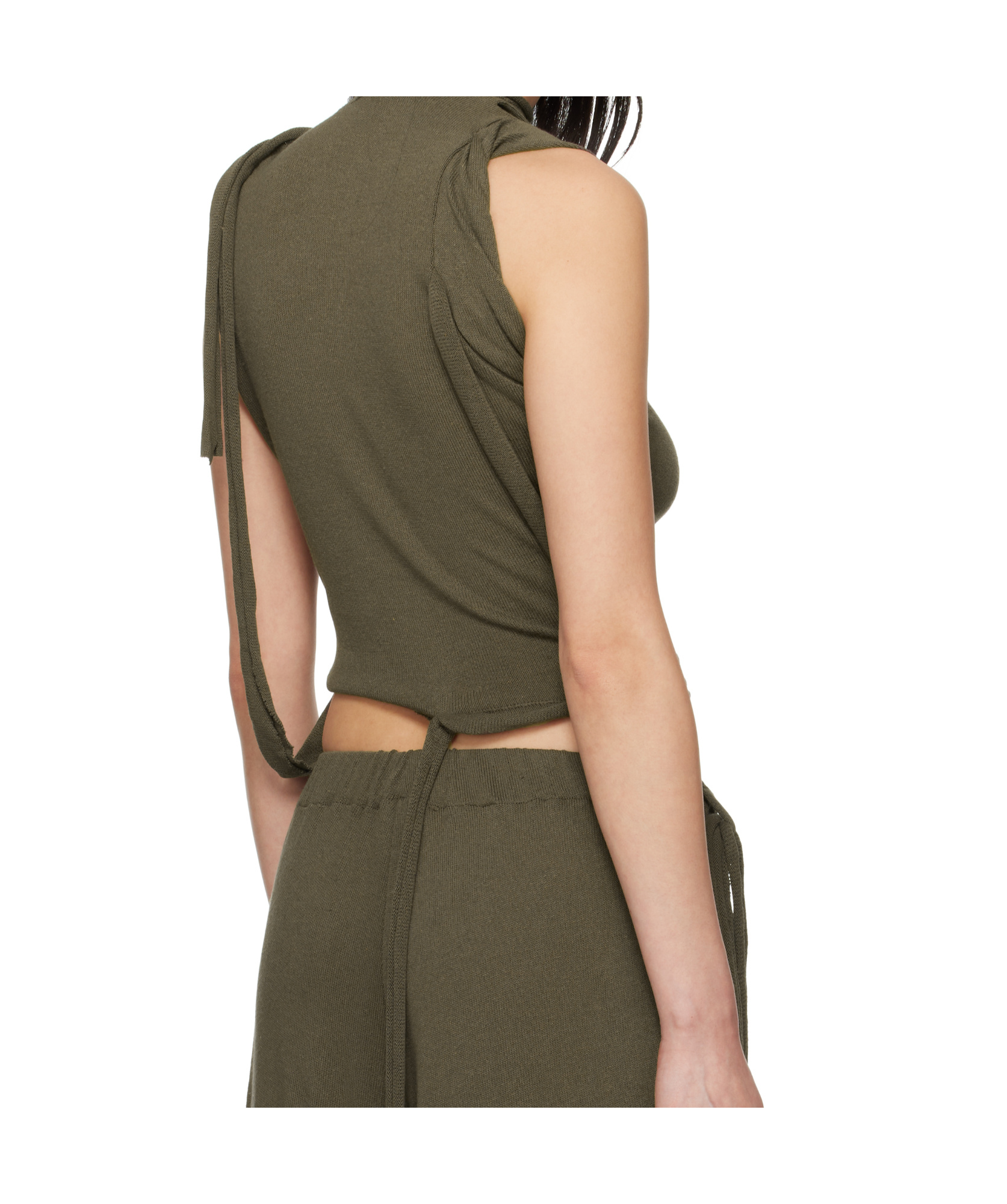 Ottolinger Khaki Deconstructed Linen Tank Top In Brown