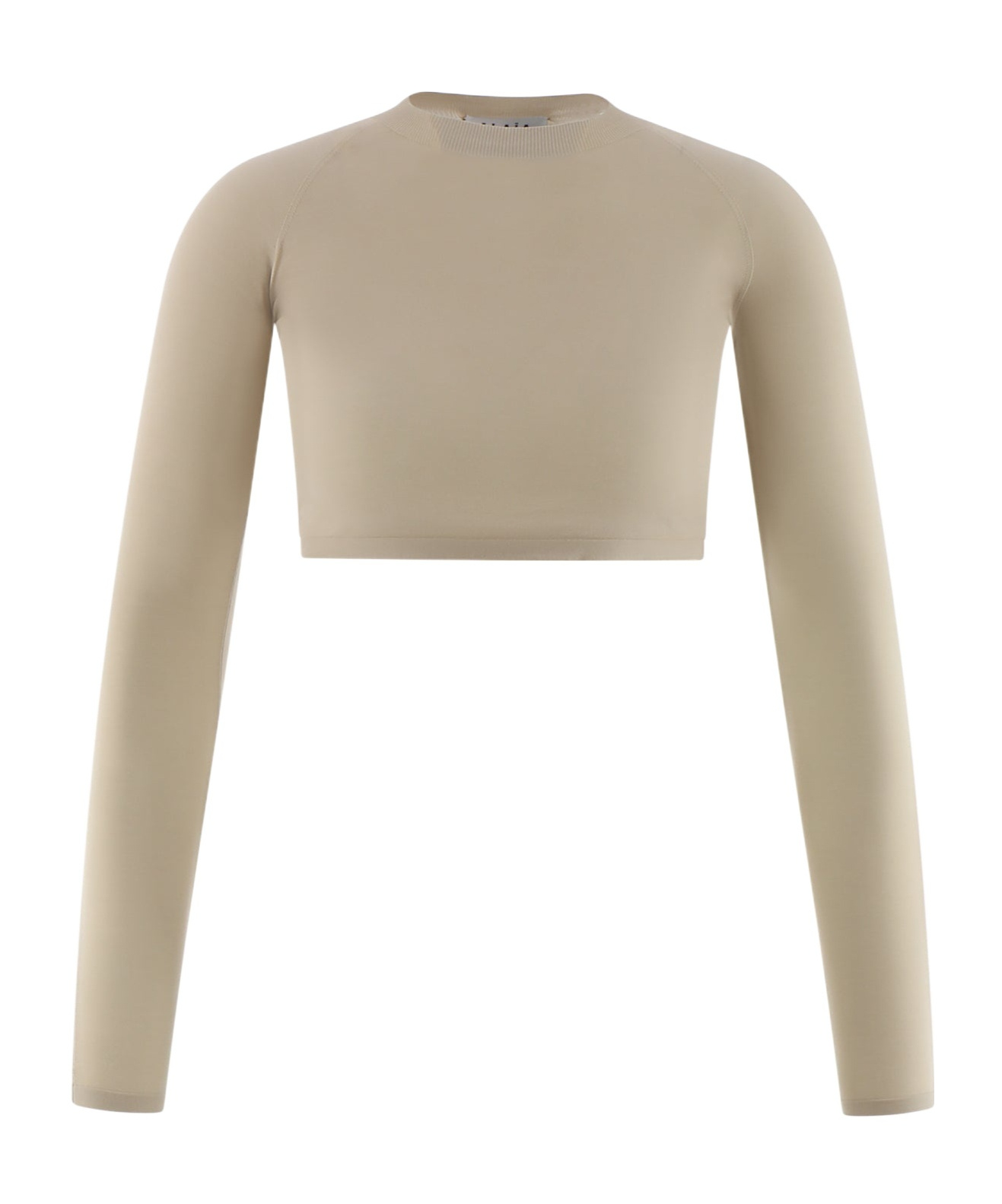 Alaïa Crew Neck Long Sleeve Top In Nude