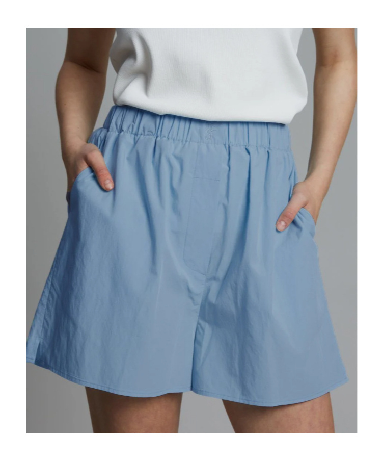 THE FRANKIE SHOP LUI ORGANIC COTTON BOXER SHORT - BLUE