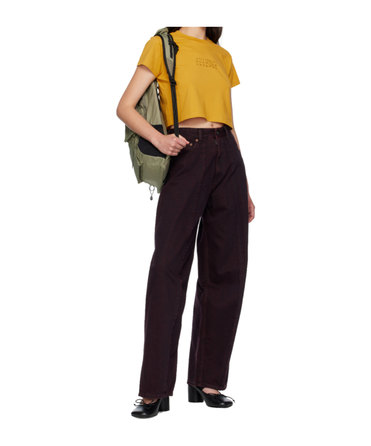 Mm6 Maison Margiela Cropped T-shirt In Yellow