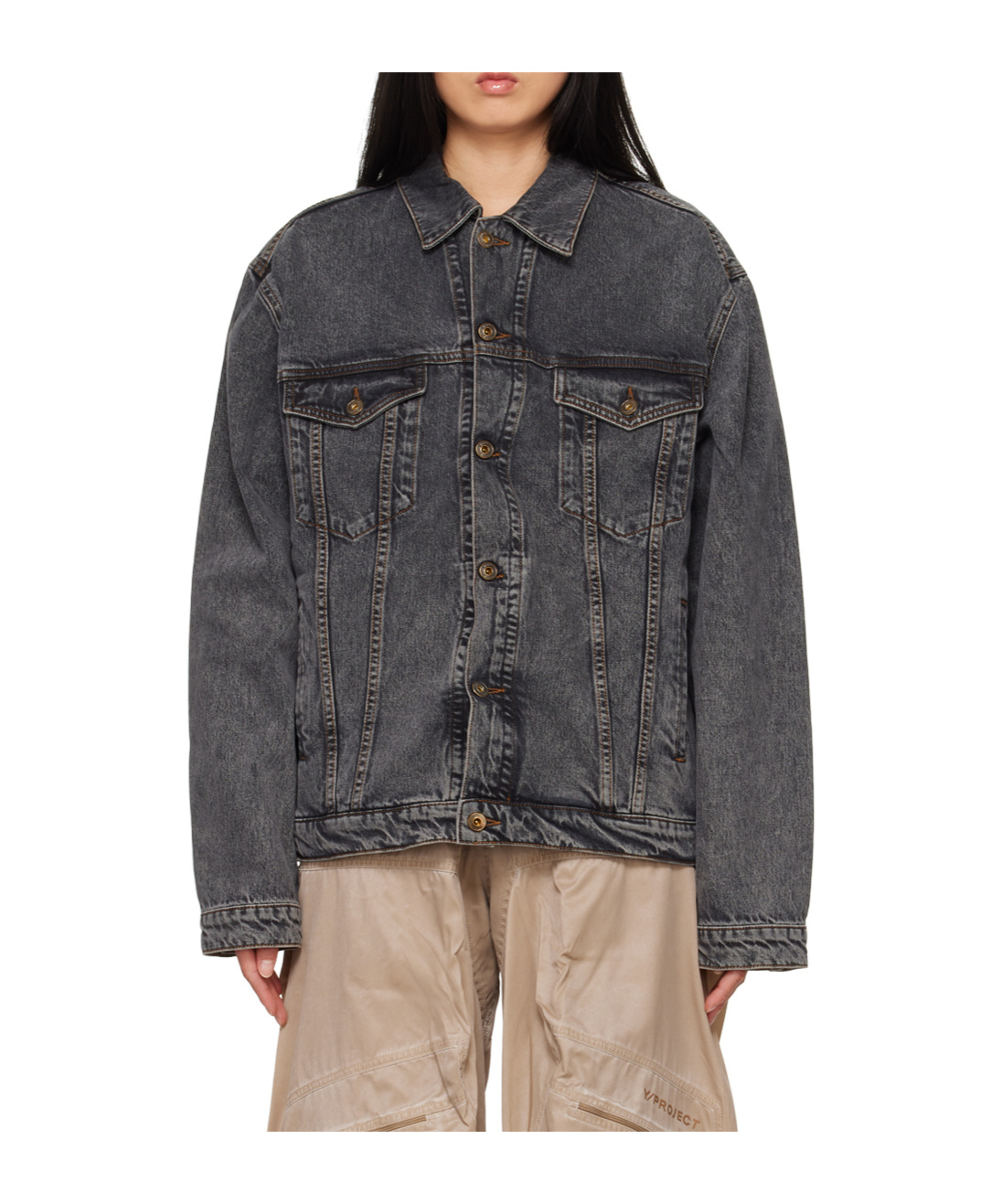 Y/PROJECT WIRE LAPEL DENIM COAT