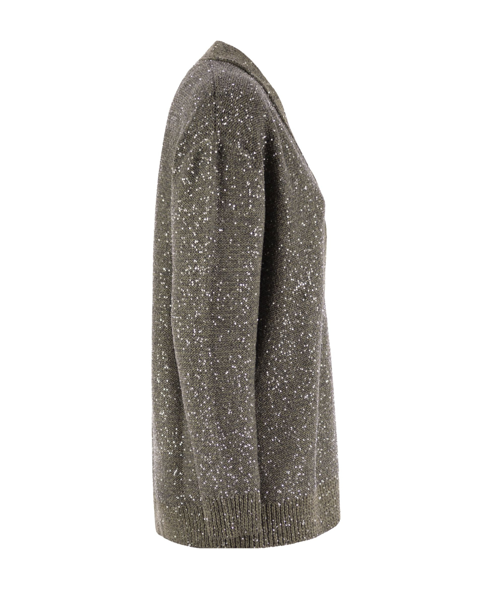 Shop Fabiana Filippi Cotton Knit Cardigan With Sequins In Green
