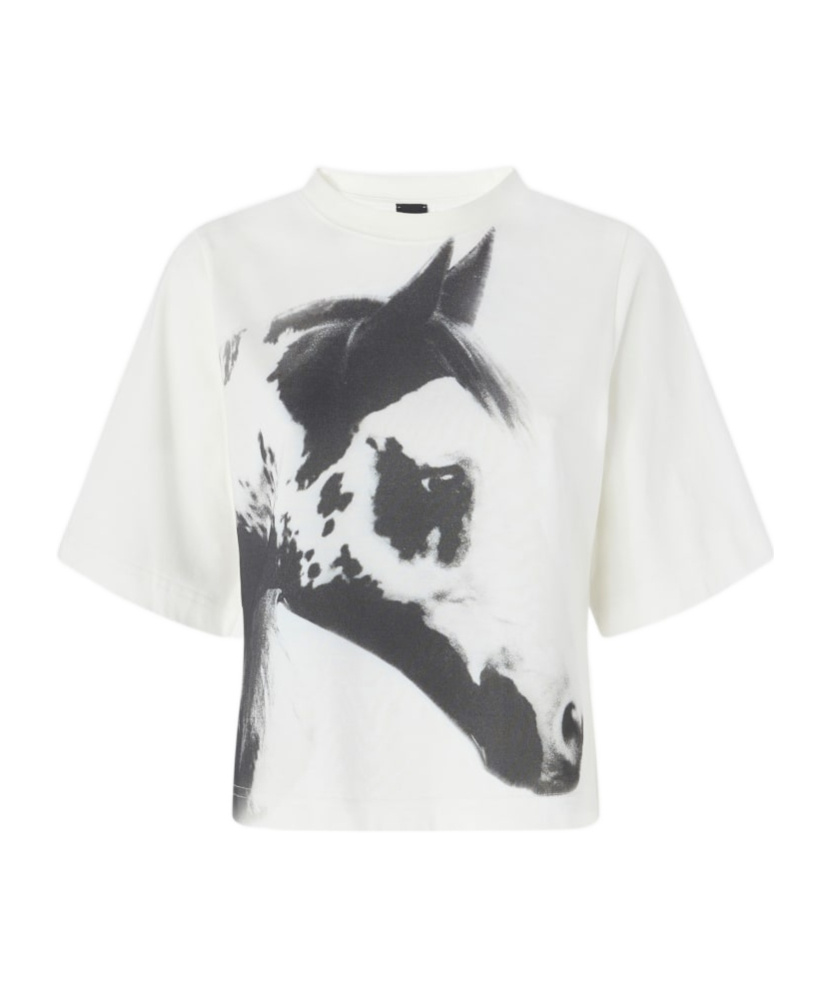 Shop Pinko Reimagine By X Patrick Mcdowell Wide T-shirt With Horse Print