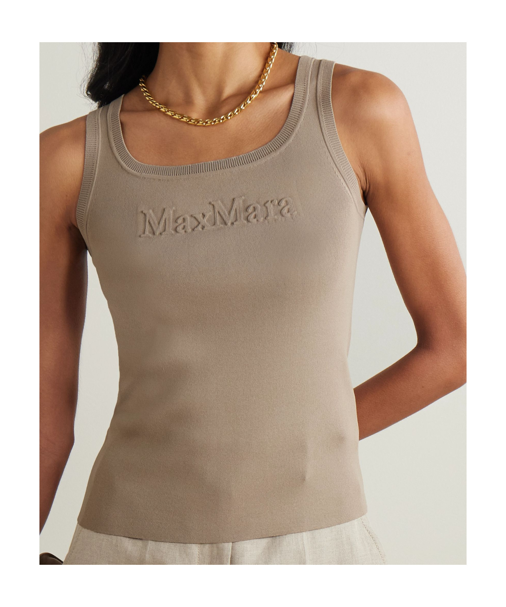 Shop Max Mara Sleeveless Vest In Nude
