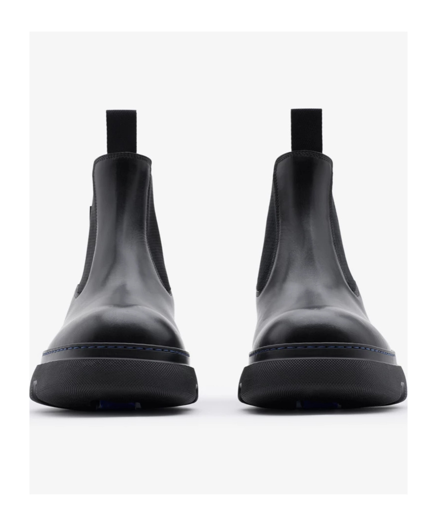Burberry Chunky Sole Ankle Boots With Elastic Panels In Black