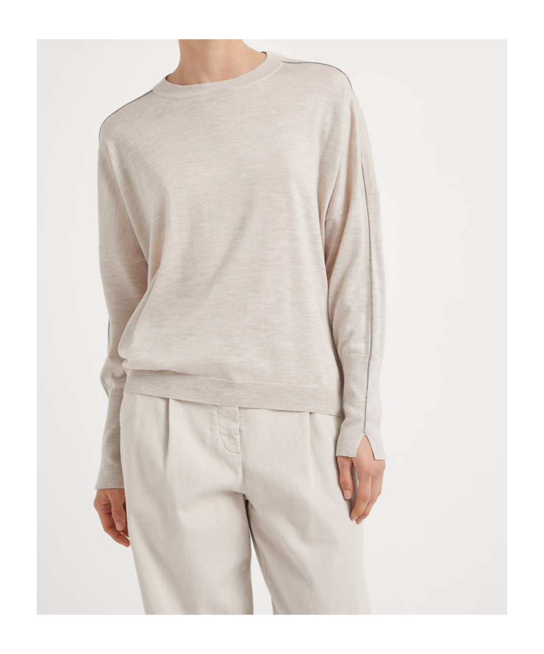 Brunello Cucinelli Monili-chain Detail Sweater In White