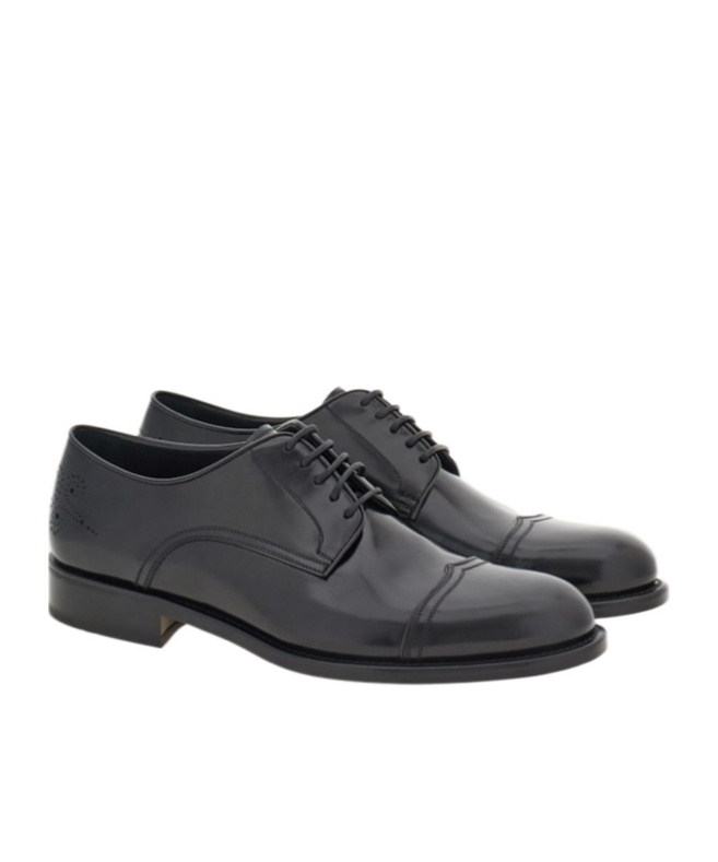 Ferragamo Round-headed Oxfords In Black
