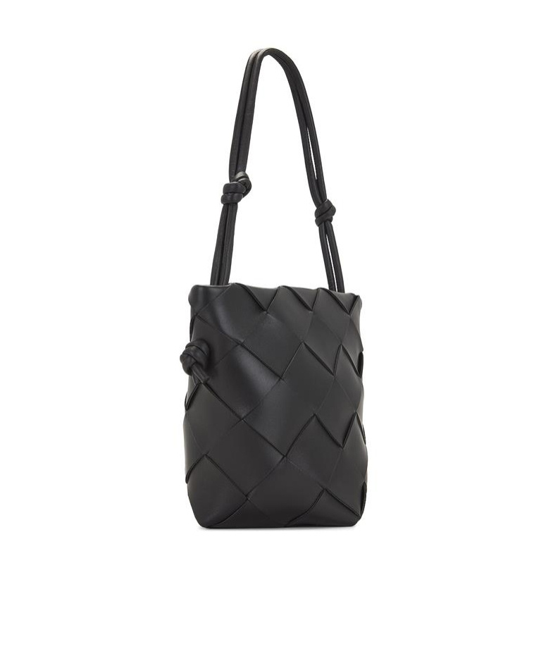Bottega Veneta Intreciato Knitted Mini Shoulder Bag In Black