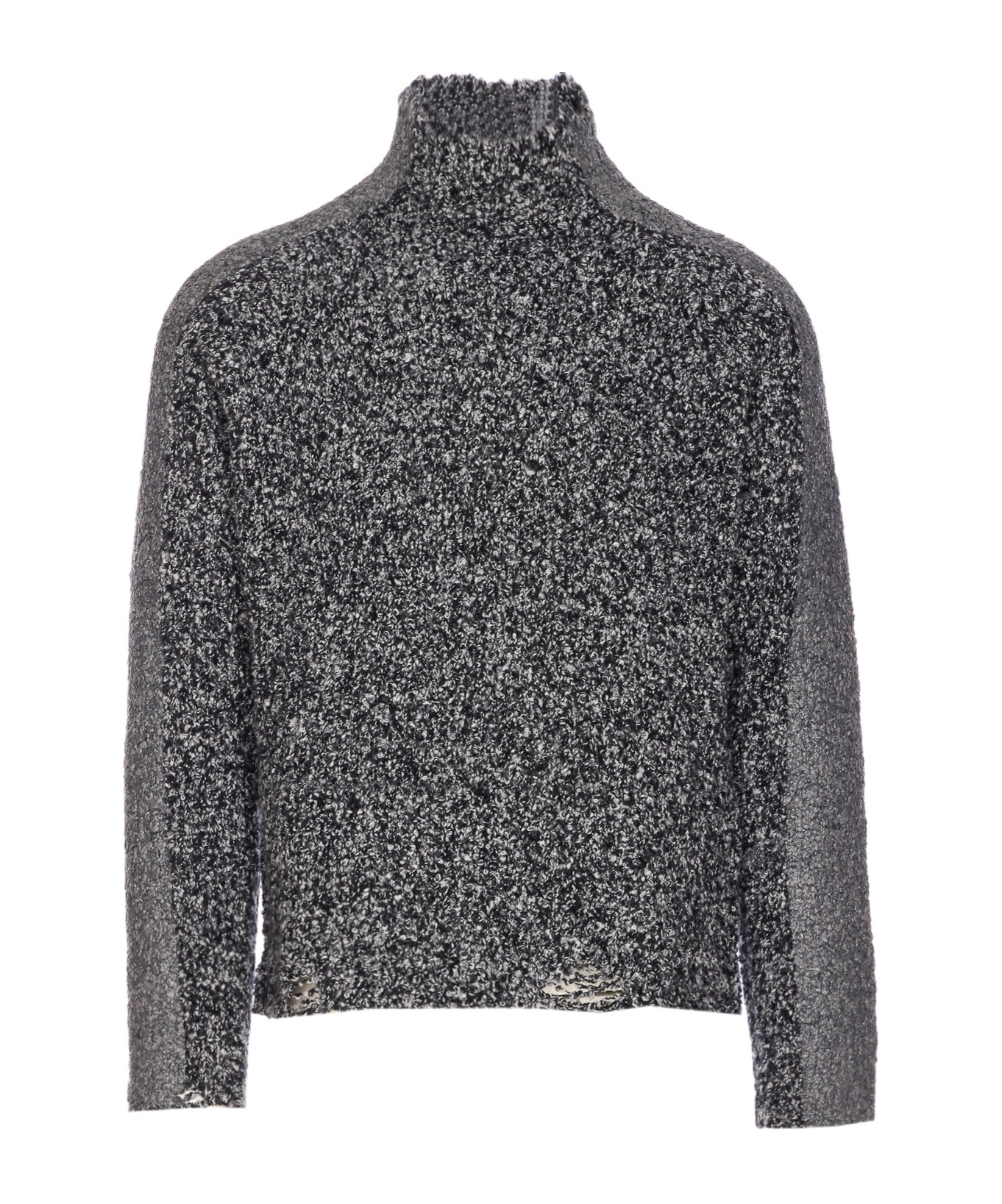 Diesel Crewneck Knitted Sweater Textured Turtleneck In Gray