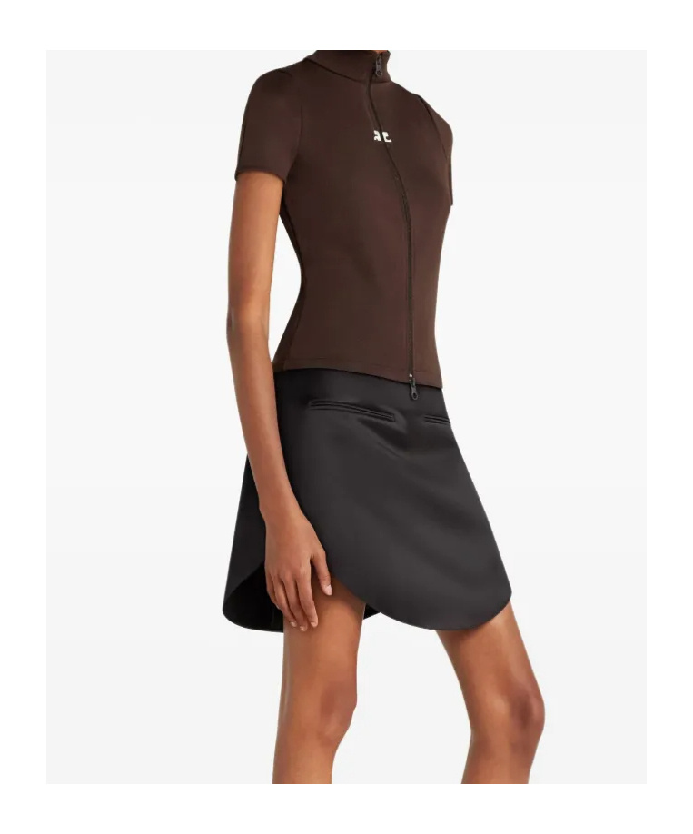 Courrèges High Collar Short Sleeves T-shirt In Green
