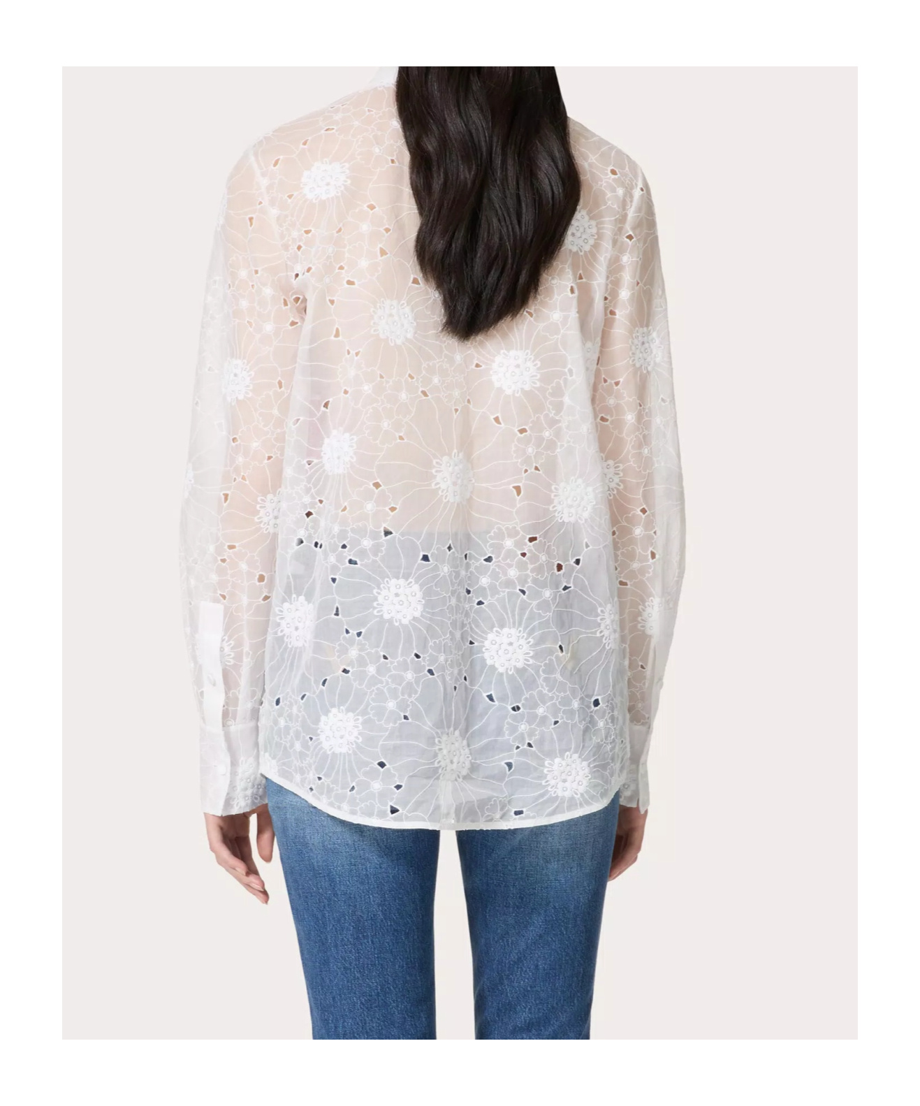 Valentino Ivory Organdis Daisy Shirt In White