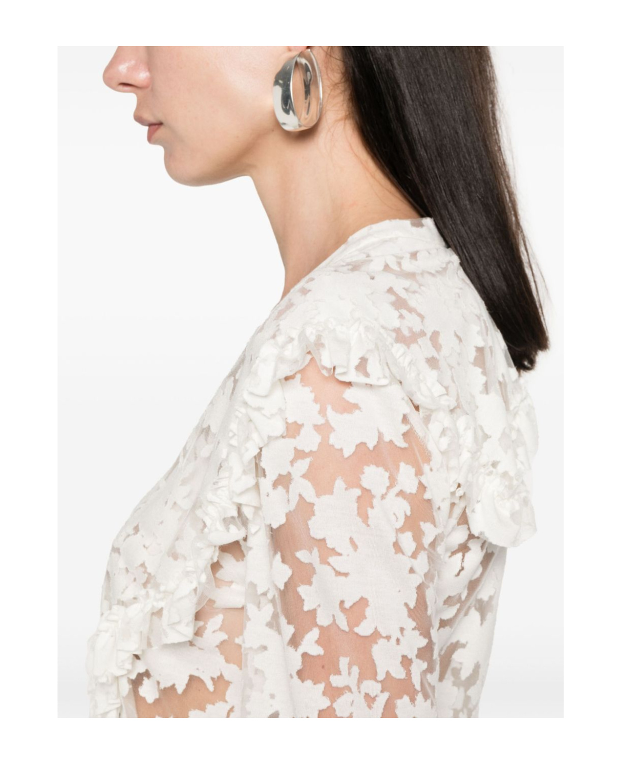 Philosophy Di Lorenzo Serafini Floral-devoré Semi-sheer Blouse In White