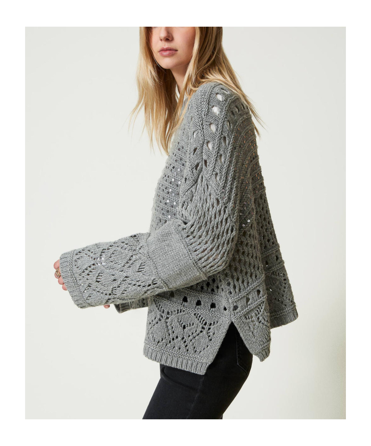 Shop Twinset Sequin Jumper In Gray