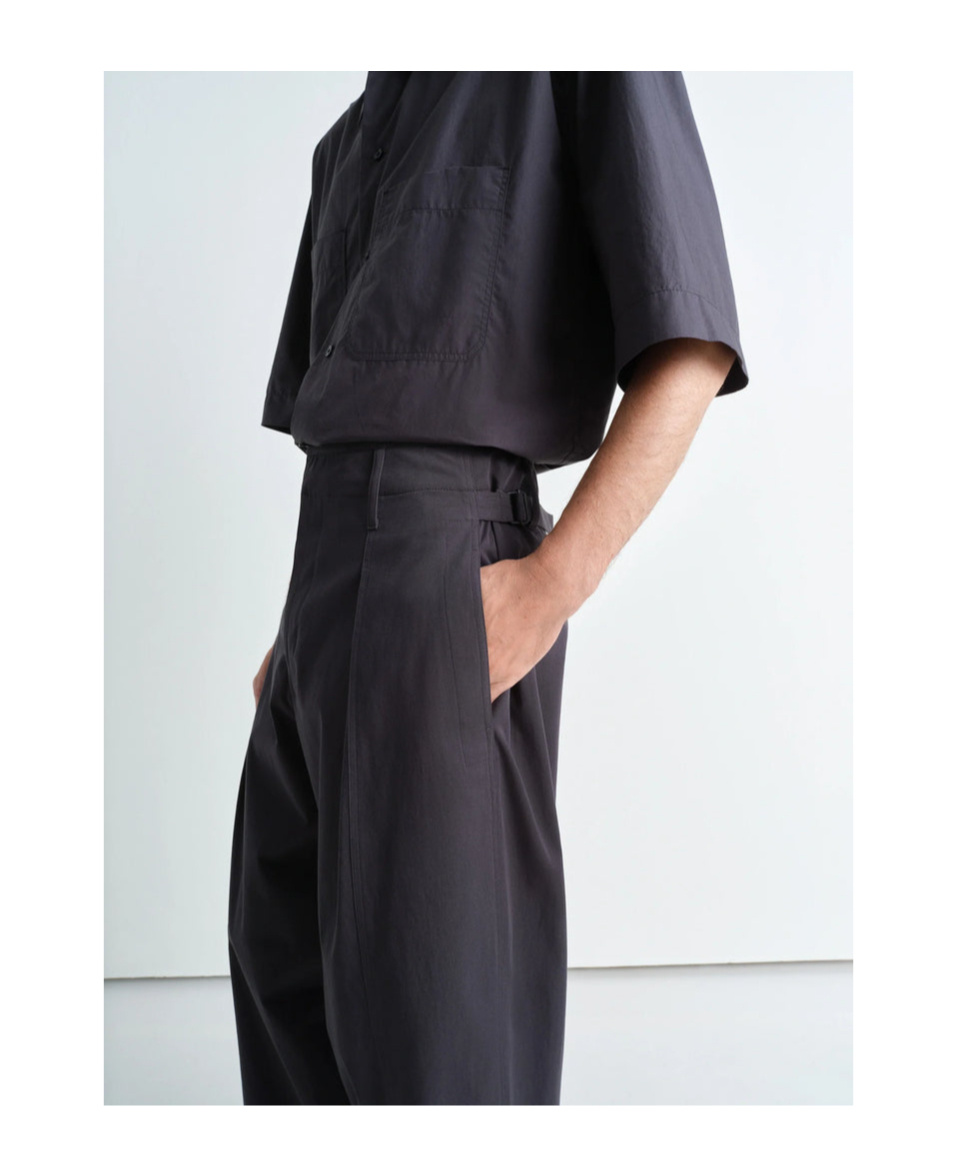 Lemaire Black Drawstring Pants In Wool Blend In Black