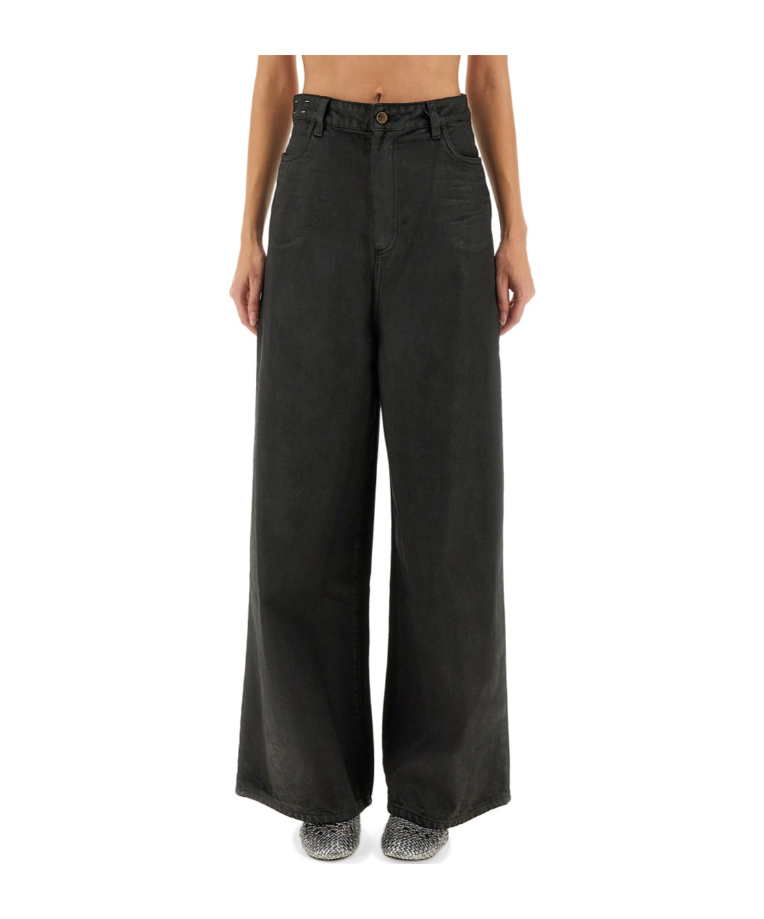 Alysi High-waisted Wide-leg Jeans In Black