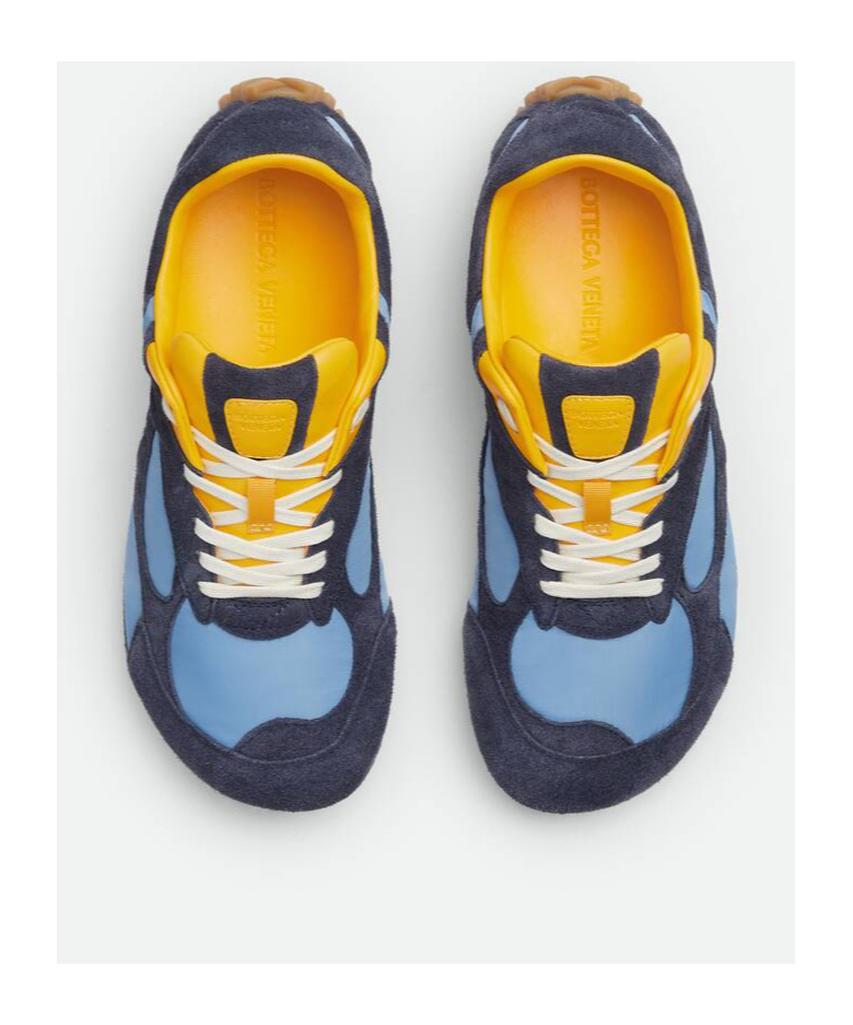 Bottega Veneta Orbit Lite Lace-up Suede And Nylon Sneakers In Blue