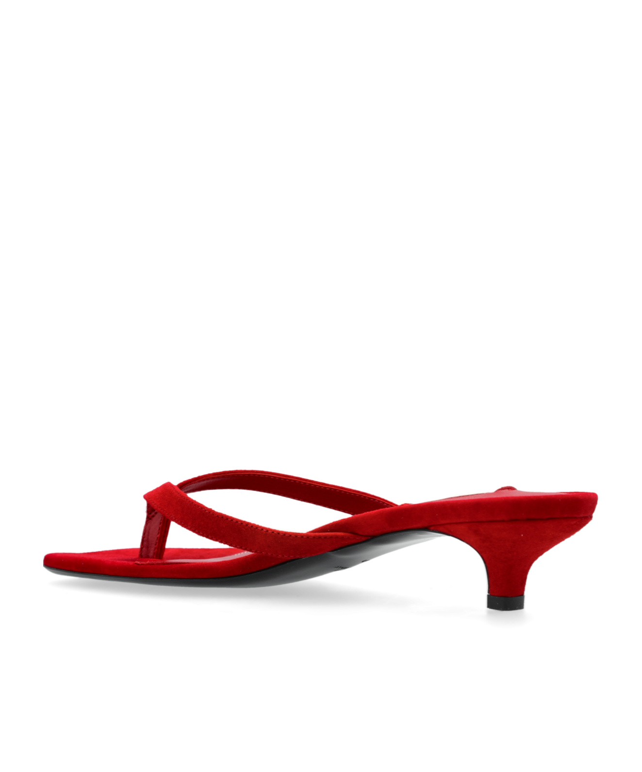 Totême Suede Heeled Flip Flops Scarlet In Red