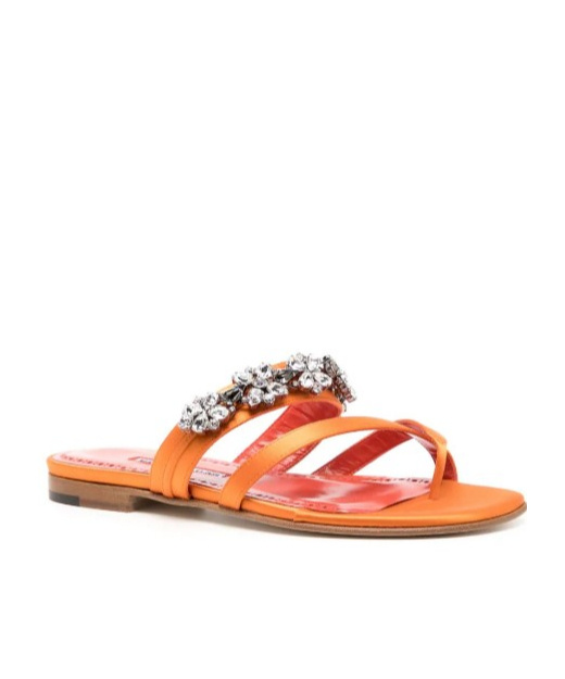 Manolo Blahnik Susa Crossover Straps Sandals In Orange