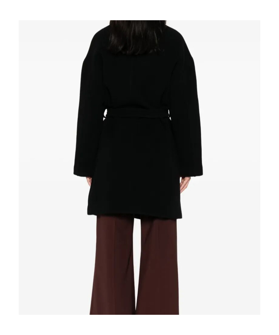 Pinko Belted Button-fastening Coat In Black