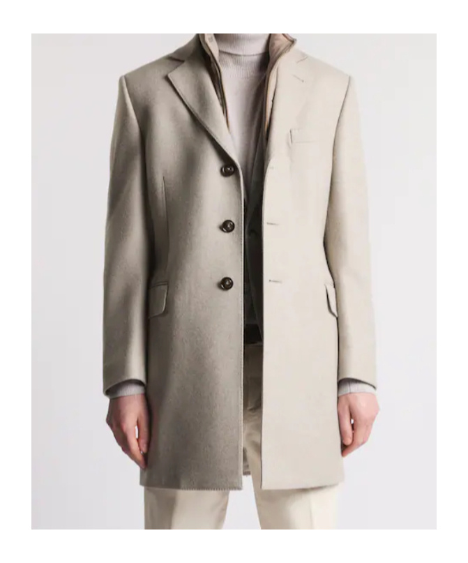 Fay Structured Light Beige Cashmere Coat With Notch Lapels And Flap Pockets In Gray