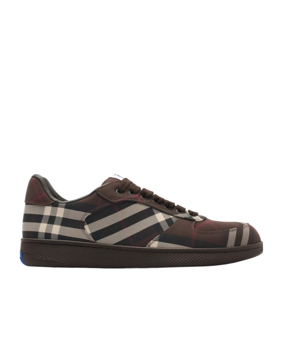 Burberry Check-pattern Lace-up Sneakers In Brown