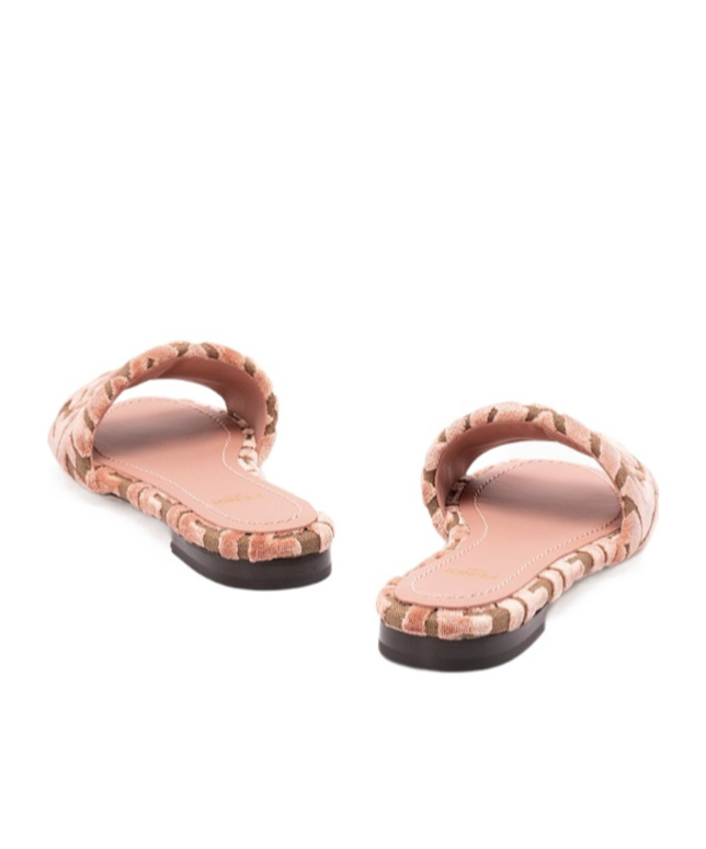 Fendi Logo-motif Velvet Sandals In Pink