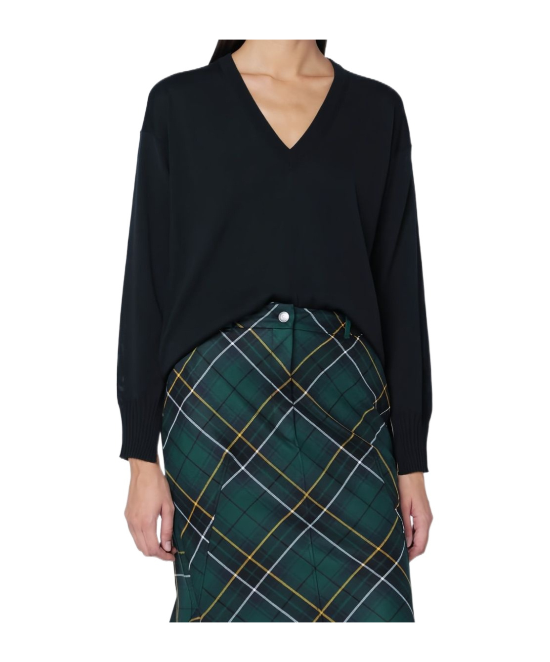 Roberto Collina V-neck Long Sweater In Black