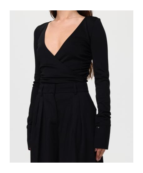 Max Mara Black Crossover Bodysuit In Stretch Jersey In Black